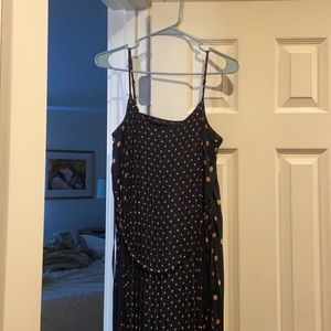 Petite Polka Dot Pleated Maxi Dress